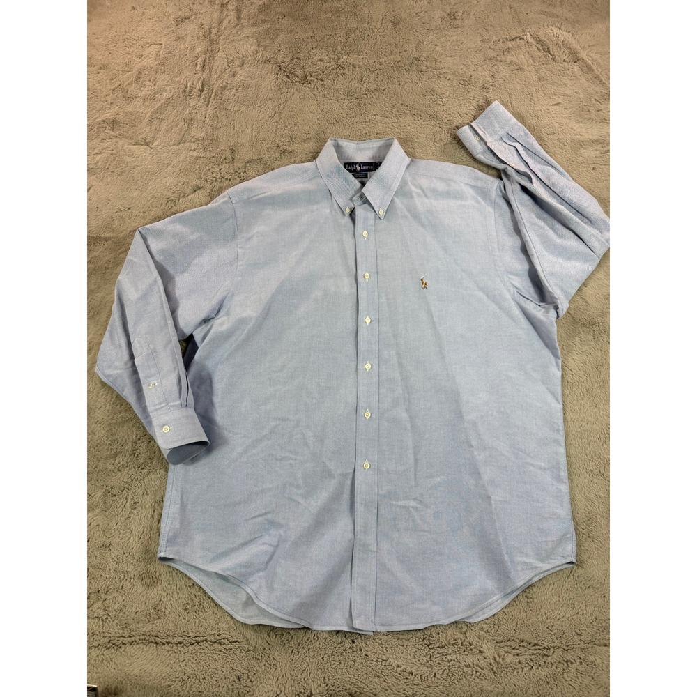 Ralph Lauren Yarmouth Oxford Button Down Shirt‎ Men's 17 34 Light Blue Cotton